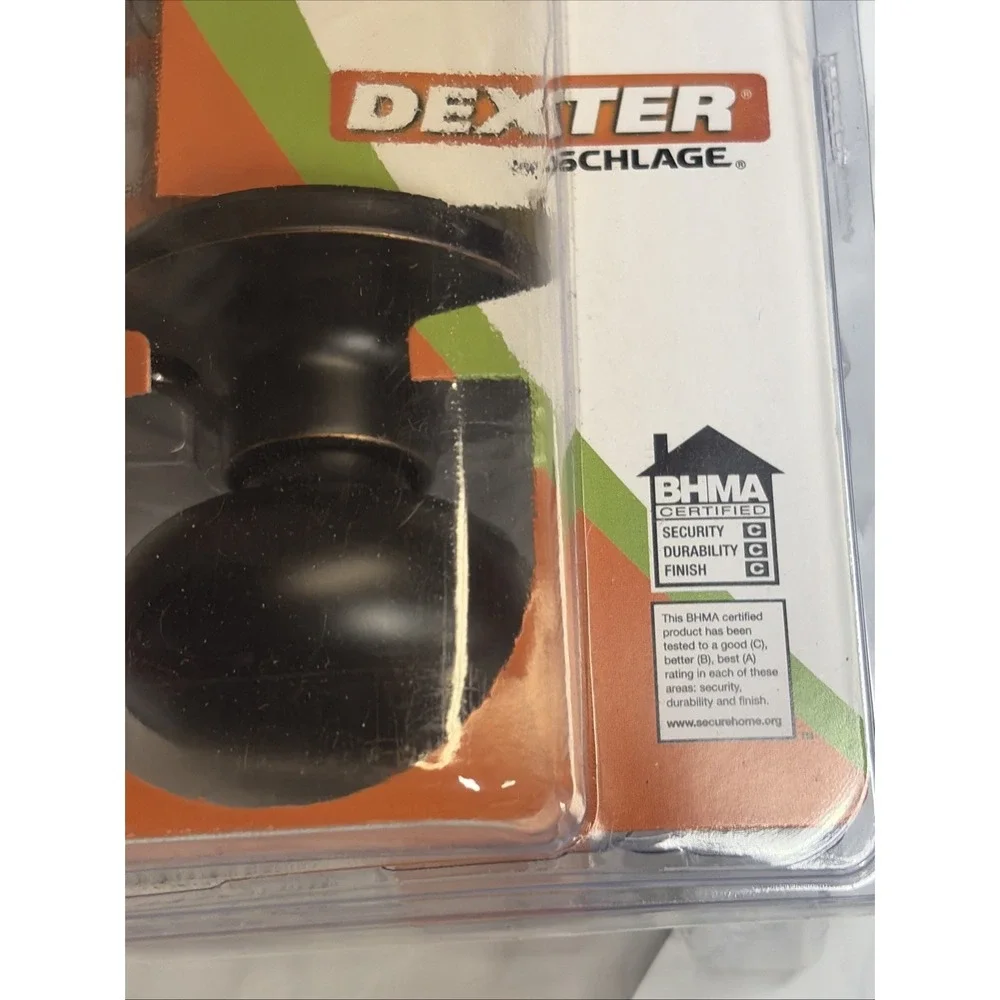 Schlage Dexter HALL & CLOSET Antique-Brass Finish Knob Set Open Box